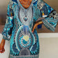 Damenkleid mit V-Ausschnitt und langen Ärmeln im Bohemian-Print