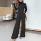Damen lässiger und ärmelloser Jeans-Overall mit weitem Bein