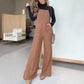 Damen lässiger und ärmelloser Jeans-Overall mit weitem Bein