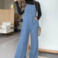 Damen lässiger und ärmelloser Jeans-Overall mit weitem Bein