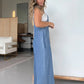 Damen lässiger und ärmelloser Jeans-Overall mit weitem Bein