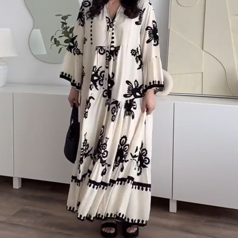 Locker sitzendes Midikleid mit Rüschensaum für Damen