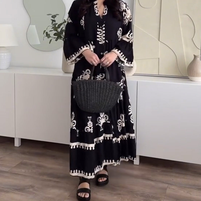 Locker sitzendes Midikleid mit Rüschensaum für Damen