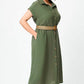 Einfarbiges, lässiges Button-Down-Kleid für Damen
