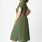 Einfarbiges, lässiges Button-Down-Kleid für Damen