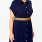 Einfarbiges, lässiges Button-Down-Kleid für Damen
