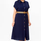 Einfarbiges, lässiges Button-Down-Kleid für Damen
