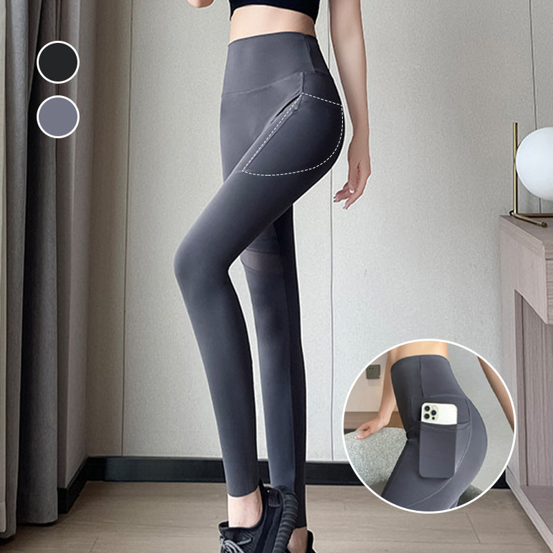 Hochtaillierte Netz-Leggings mit Taschen für Frauen