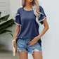 Lässiges Damen-T-Shirt mit Rundhalsausschnitt und Ärmeln mit Bommelbesatz