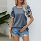 Lässiges Damen-T-Shirt mit Rundhalsausschnitt und Ärmeln mit Bommelbesatz
