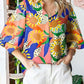 Bedrucktes Button-Down-Hemd mit langen Laternenärmeln für Damen