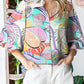 Bedrucktes Button-Down-Hemd mit langen Laternenärmeln für Damen