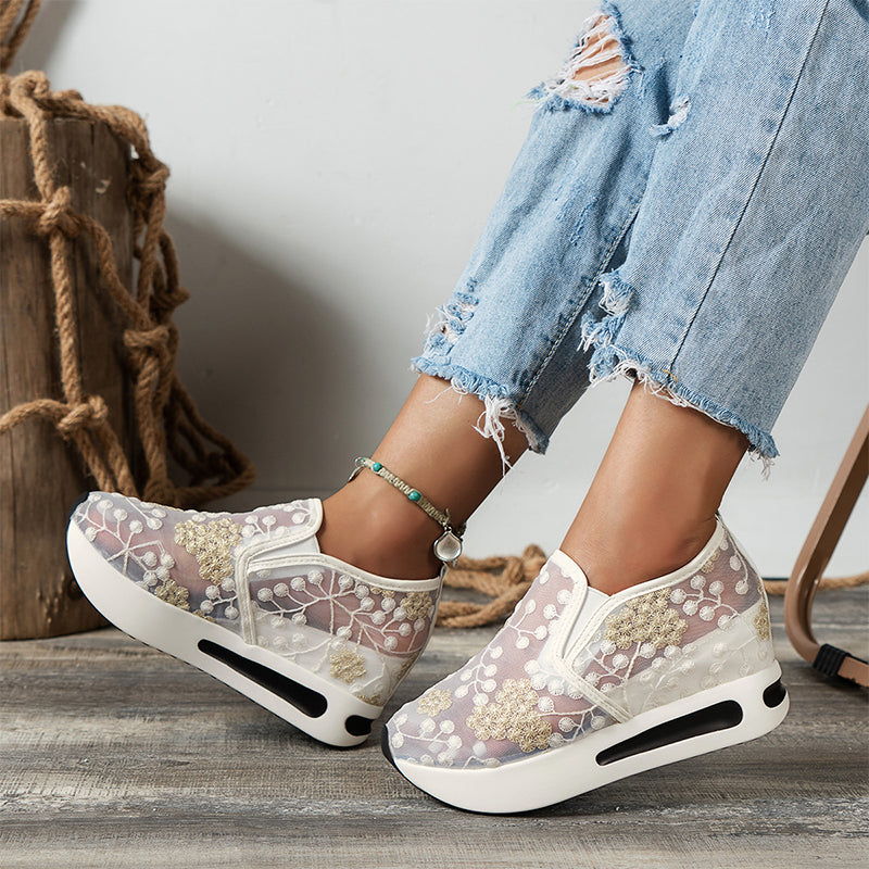 Lässige Mesh-Schuhe für Damen mit atmungsaktiver dicker Sohle