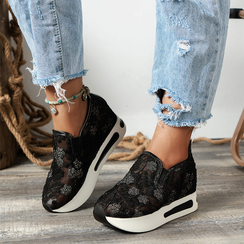 Lässige Mesh-Schuhe für Damen mit atmungsaktiver dicker Sohle