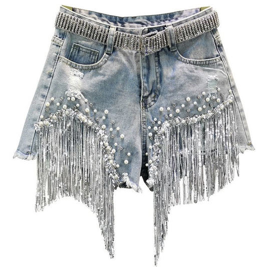Punk-Jeansshorts mit Fransen