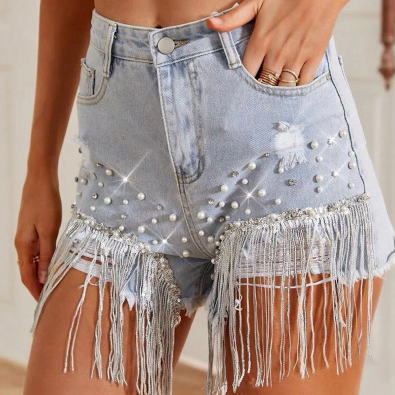 Punk-Jeansshorts mit Fransen