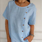 Damen-T-Shirt aus Baumwoll-Leinen mit lockerer Passform