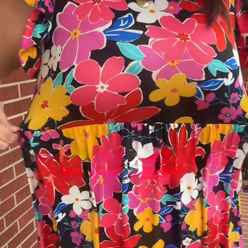 Trendiges, dehnbares, ärmelloses Kleid mit Blumendruck für Damen