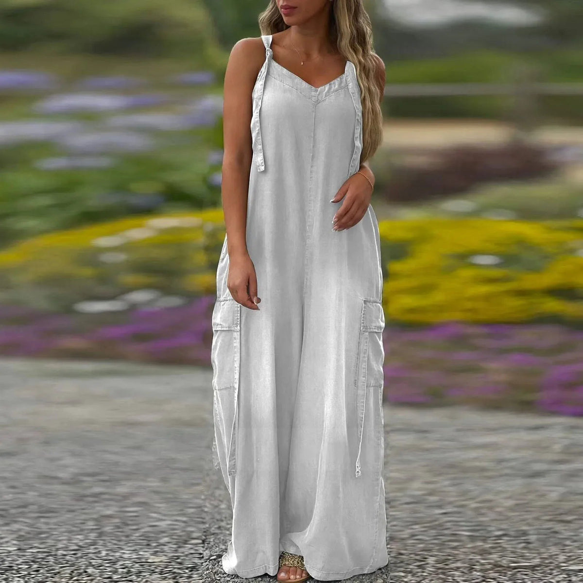 Lockerer Jumpsuit mit weitem Bein und Taschen für Damen