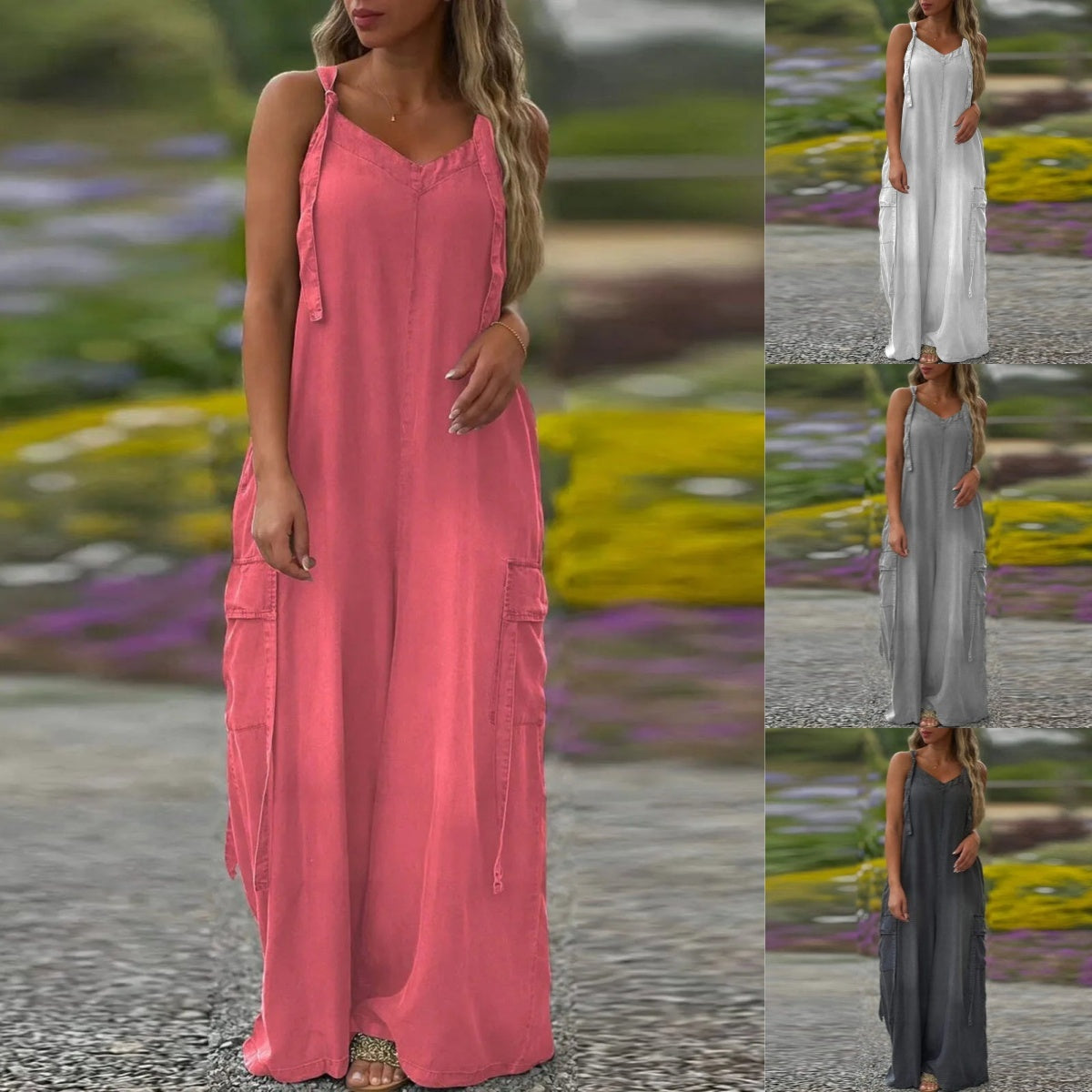 Lockerer Jumpsuit mit weitem Bein und Taschen für Damen