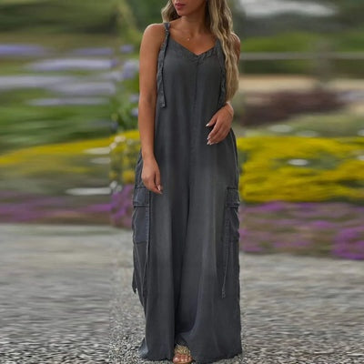 Lockerer Jumpsuit mit weitem Bein und Taschen für Damen