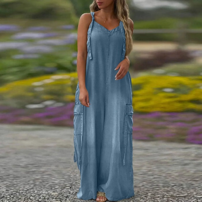 Lockerer Jumpsuit mit weitem Bein und Taschen für Damen