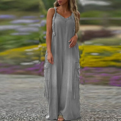 Lockerer Jumpsuit mit weitem Bein und Taschen für Damen
