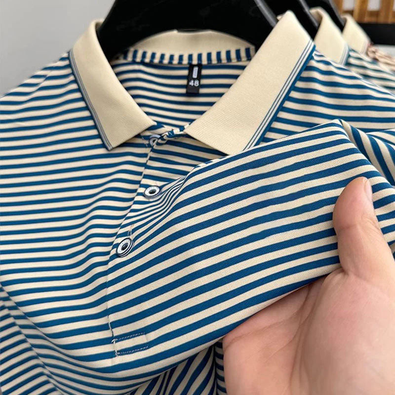 🏖️ Sommerrabatt von 50 % ⏳ Gestreiftes T-Shirt aus Eisseide für Herren