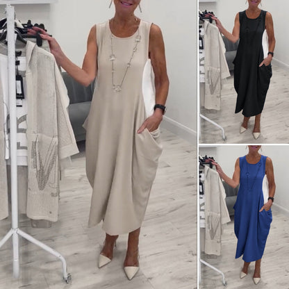 Schlichtes ärmelloses Kleid mit Taschen
