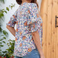 Bluse mit Blumenmuster und Puffärmeln und V-Ausschnitt für Damen