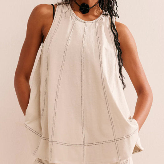 Damen-Set aus Tanktop mit Rundhalsausschnitt und Shorts mit hoher Taille