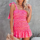 Trendy gesmoktes Minikleid mit Schleifenträgern für Damen