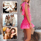 Trendy gesmoktes Minikleid mit Schleifenträgern für Damen