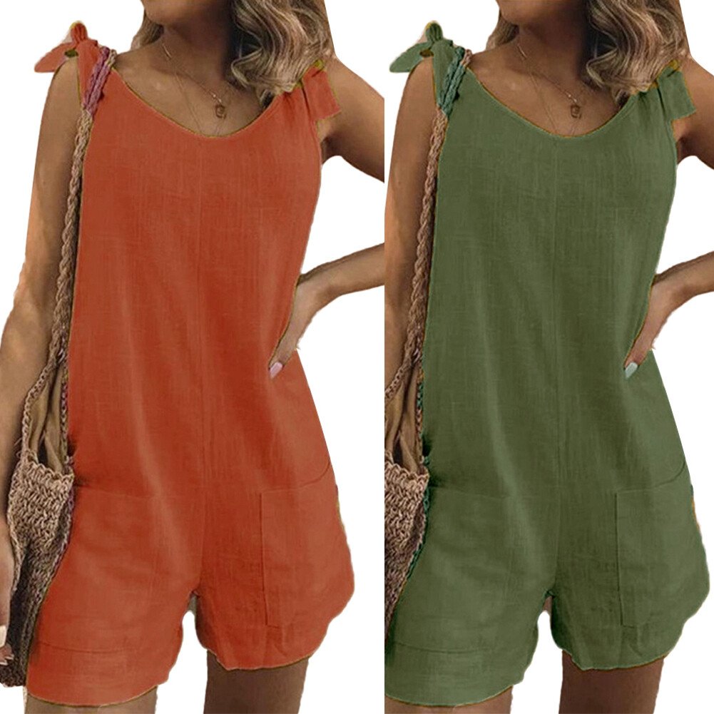 📦 Täglich 500+ Pakete versendet – der Wahnsinn! Einfarbige ärmellose verstellbare Träger Taschen Lose kurze Hosen Overalls