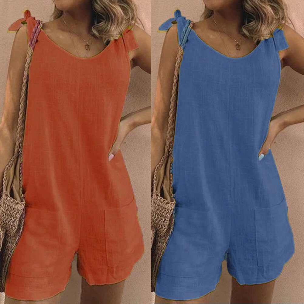 📦 Täglich 500+ Pakete versendet – der Wahnsinn! Einfarbige ärmellose verstellbare Träger Taschen Lose kurze Hosen Overalls