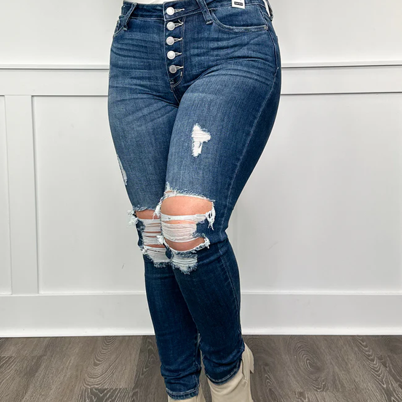 💥Heißer Verkauf – 49 % RABATT👖Damen-Jeans mit hoher Taille und Cutout