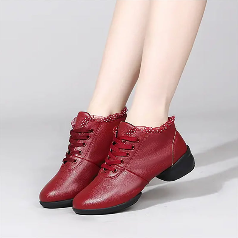 Damen-Stiefeletten mit Spitzenbesatz