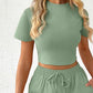 Damen Sommer lässiges 2-teiliges Set: Kurzarm-Top und sportliche Shorts