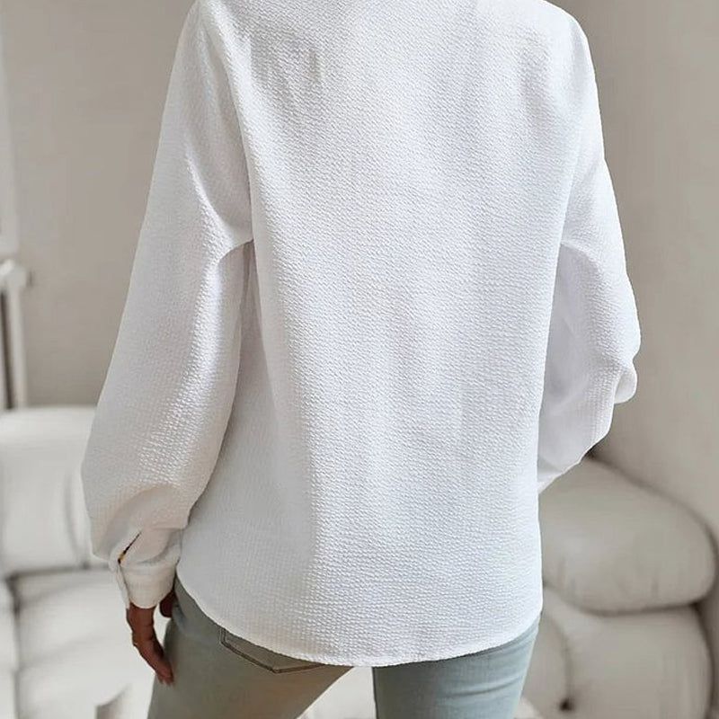 Gestreiftes Button-Down-Hemd mit Rüschenbesatz für Damen