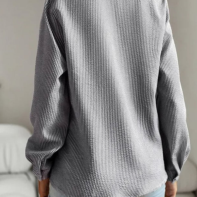 Gestreiftes Button-Down-Hemd mit Rüschenbesatz für Damen