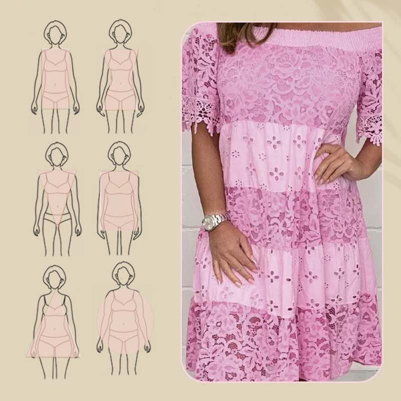Spitze hohl Patchwork trägerloses Kleid für Frauen