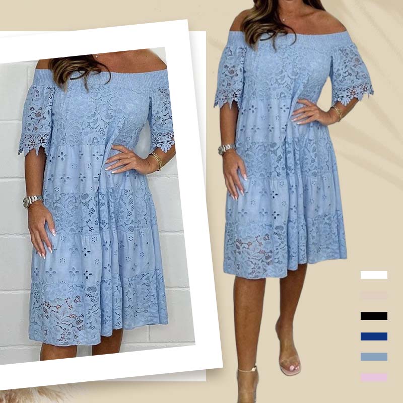 Spitze hohl Patchwork trägerloses Kleid für Frauen
