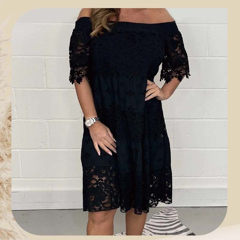 Spitze hohl Patchwork trägerloses Kleid für Frauen