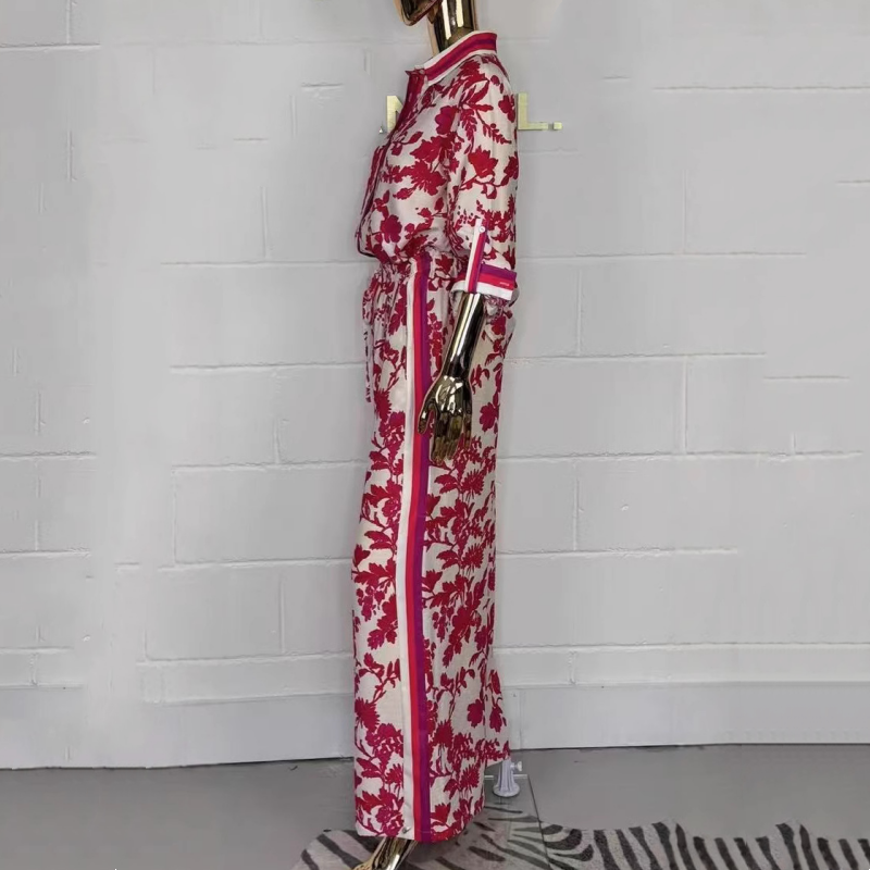 Zweiteiliges Set aus Hemd und Hose mit Reversdruck für Damen