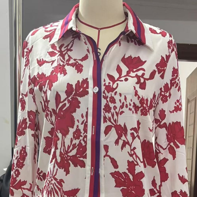 Zweiteiliges Set aus Hemd und Hose mit Reversdruck für Damen