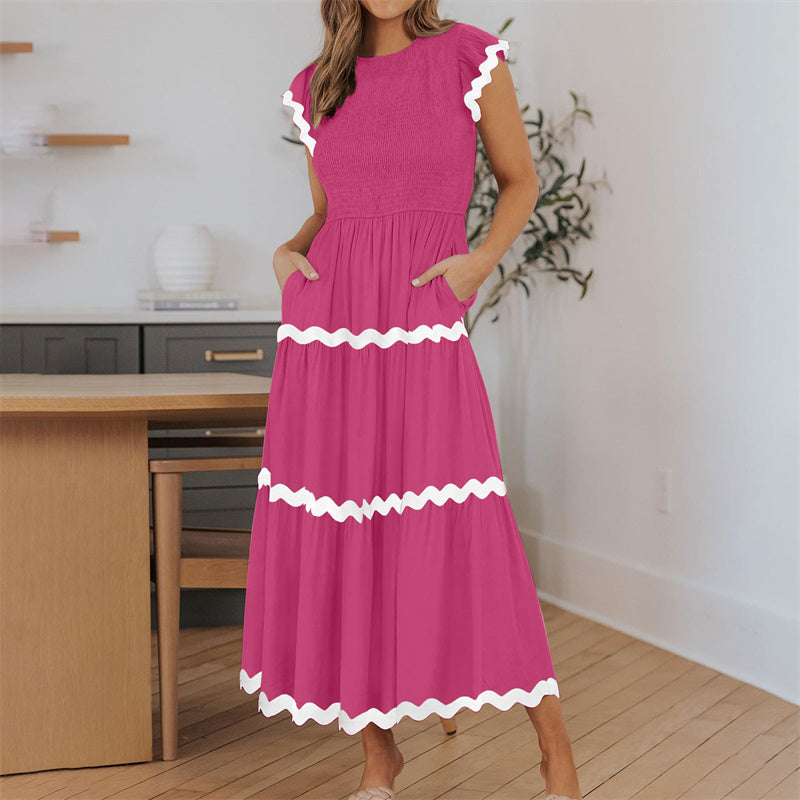 Fließendes Stufenkleid mit Taschen für Damen