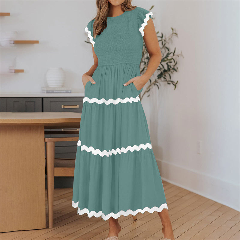 Fließendes Stufenkleid mit Taschen für Damen