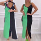 50 % Rabatt 🥰Ärmelloses Strickkleid mit V-Ausschnitt und Farbblock