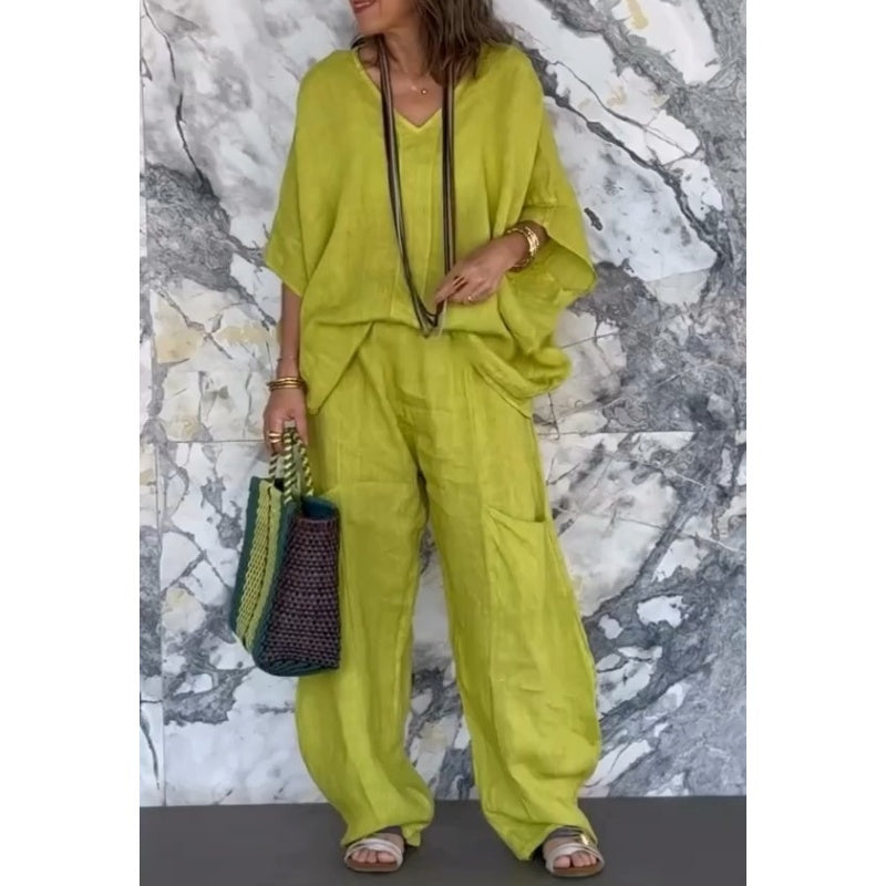 2-teiliges Baumwoll-Leinen-Set für Damen💓