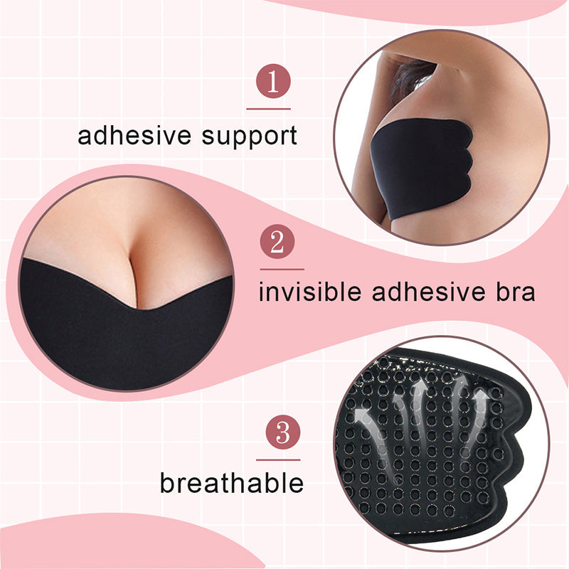 ✨3 Kaufen, 2 Gratis erhalten🥰Silikon-unsichtbarer, haftender Push-up-BH